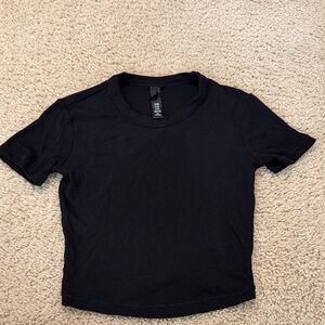 Skims soft lounge Black Ribbed Crop Top